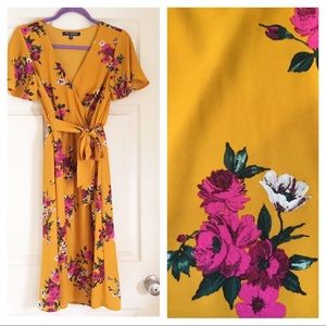 One Clothing LA EUC Mustard Yellow Floral Dress XS